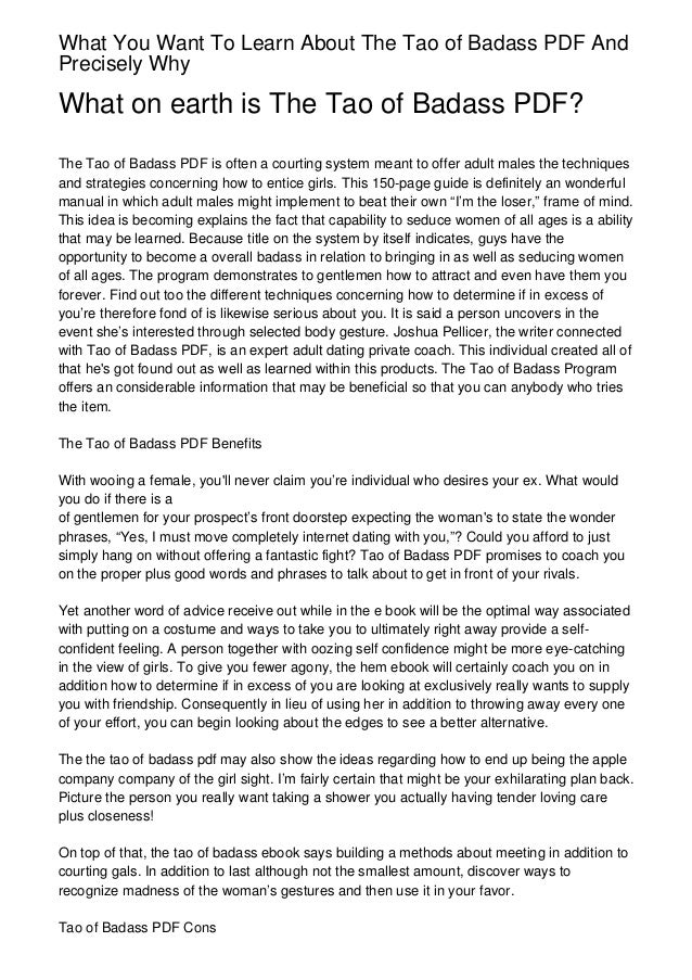 The Tao Of Badass Full Ebook